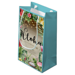 Aloha Tropisch Hout Bloem Bladeren & Lichten Luau Klein Cadeauzakje