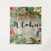 Aloha Tropisch Hout Bloemen Bladeren & Lichten Lua Wandkleed (Voorkant)