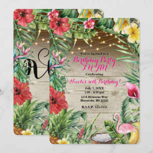 Aloha Tropisch Houten Bloemen & Lichten Luau Kaart