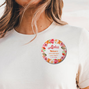 Aloha Tropisch Luau Feest Verjaardag  Ronde Button 3,2 Cm
