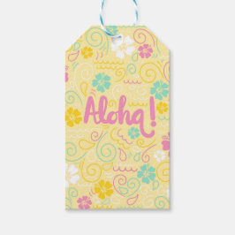 Aloha Tropisch – Zacht Pastel Bloemendecoratie Zom Cadeaulabel