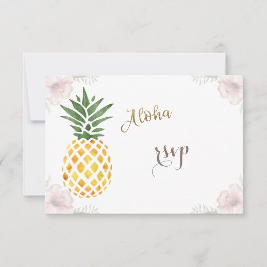 Aloha Tropische anananaskestrorweddenschap RSVP Kaartje (Voorkant)