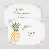 Aloha Tropische anananaskestrorweddenschap RSVP Kaartje (Voorkant / Achterkant)