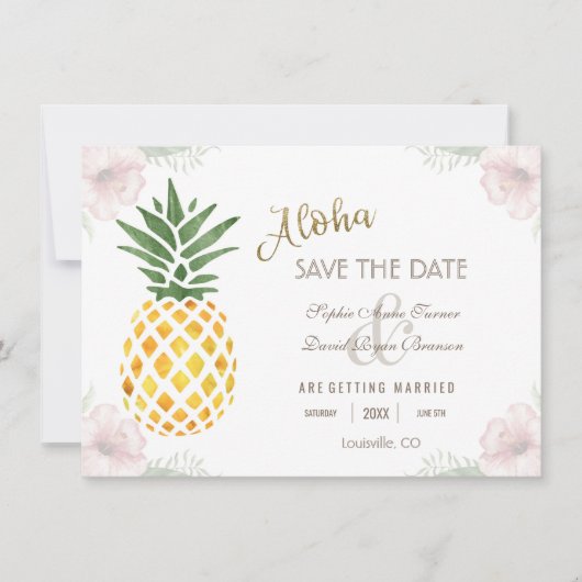 Aloha Tropische anananassap BEWAREN de DATUM Save The Date (Voorkant)