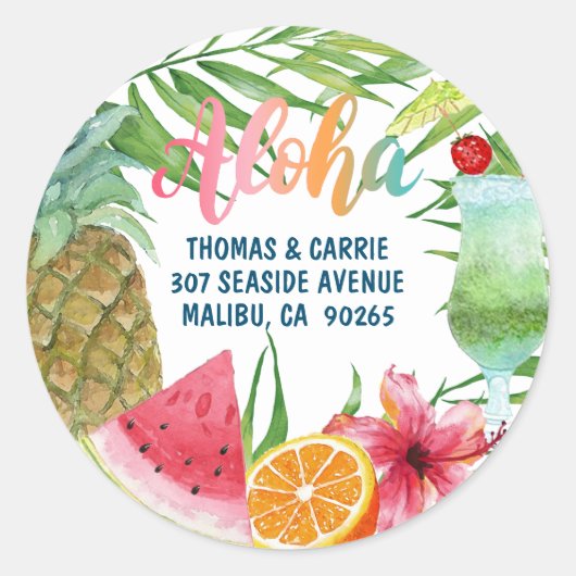 Aloha Tropische Ananas Retouradres Label Seal (Voorkant)