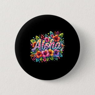 Aloha Tropische Bloemen Zomer Vakantie Hawaii Stra Ronde Button 5,7 Cm