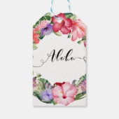 Aloha Tropische Bloemenkrans Luau Trouwfeest Cadeaulabel (Achterkant)