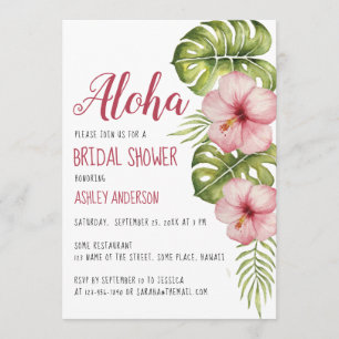 Aloha Tropische Bloemige Bruidsdouche Roze Hibiscu Kaart
