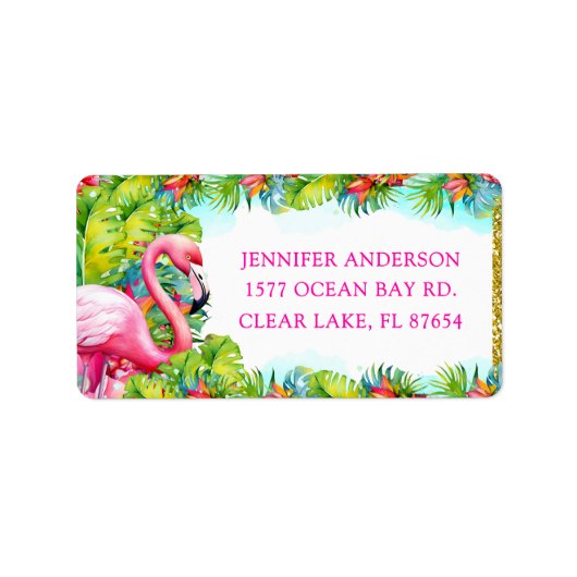 Aloha Tropische Flamingo Fun Retouradres Etiket (Voorkant)
