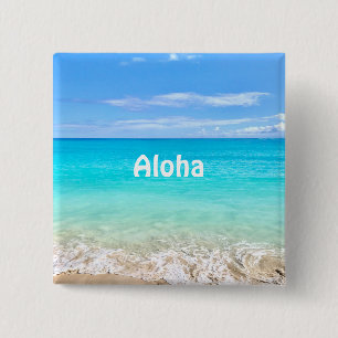 Aloha Tropische Hawaiiaanse Oceaan Vierkante Button 5,1 Cm