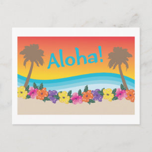 Aloha! Tropische Hawaiiaanse zonnestranscène Briefkaart