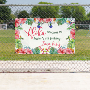 Aloha Tropische Hibiscus Hawaïaans Verjaardagsfees Spandoek