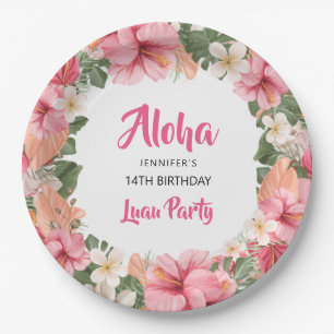 Aloha Tropische Hibiscus Luau Birthday Party Papieren Bordje