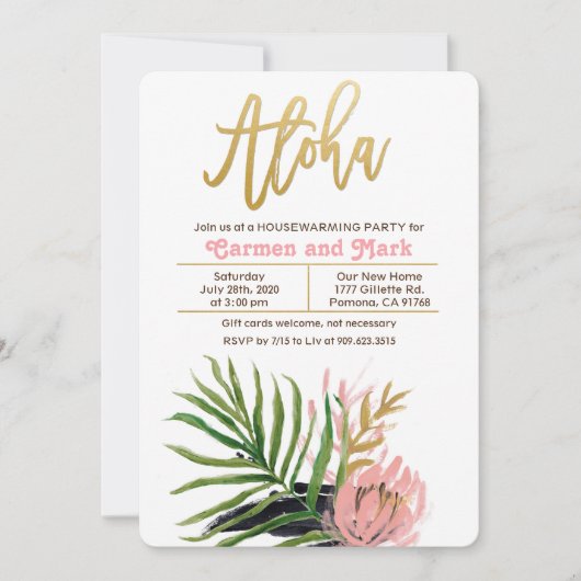 Aloha Tropische Housewarming Party Uitnodiging (Voorkant)