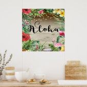 Aloha Tropische houtskoolbladeren en lichte zomer Poster (Keuken)