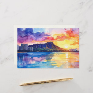 Aloha tropische kunst diamant hoofd waikiki blanco briefpapier