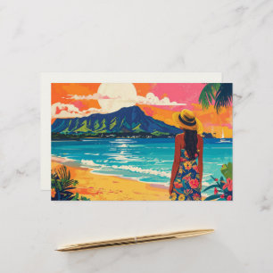 Aloha tropische kunst diamond head waikiki blanco briefpapier