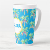Aloha Tropische Palmboom Blauwe Latte Mok (Rechterhoek)