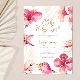 Aloha Tropische Roze Hibiscus Baby Meisje Baby Bor Kaart