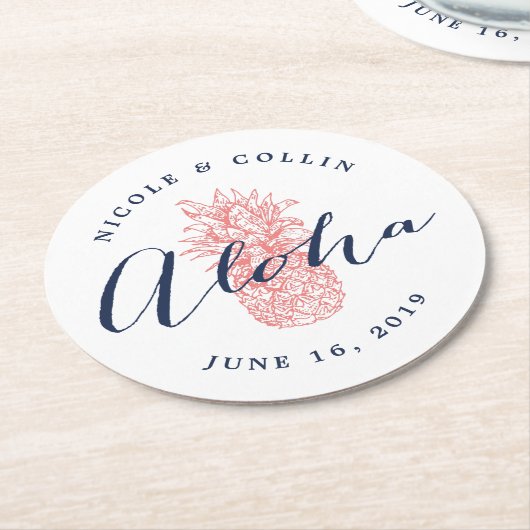 Aloha tropische Waterverf ananas Ronde Kartonnen Onderzetter (Gebogen)