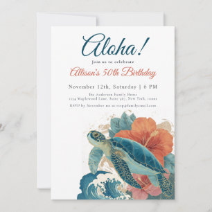 Aloha Tropische Zeeschildpad Hawaiaanse Luau Verja Kaart