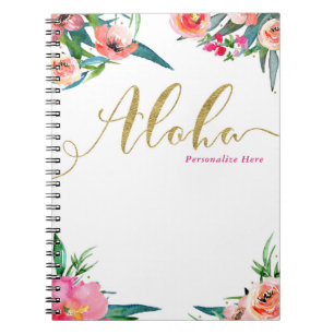 Aloha Tropische zomer Floral Moderne Waterverf Notitieboek