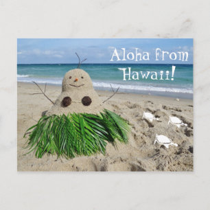 Aloha uit Hawaii Kerstmis Snowman Sandman Feestdagenkaart