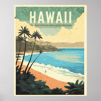 Aloha van Hawaï Vintage Reizen Poster