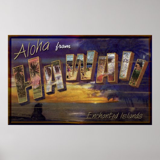 Aloha van het bord van Hawaï Poster (Voorkant)