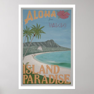 ALOHA van Waikiki-afdruk (12 x 18 inch) Poster