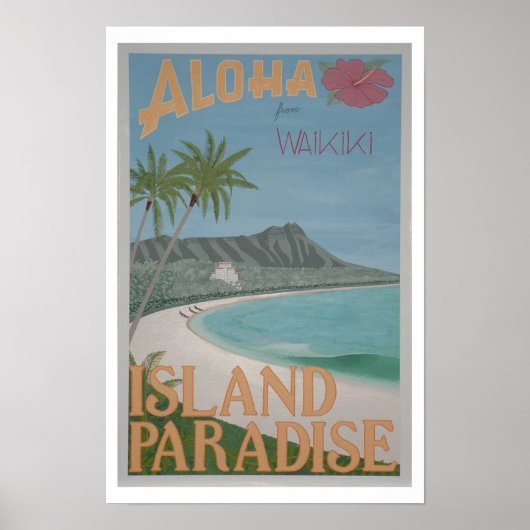 ALOHA van Waikiki-afdruk (12 x 18 inch) Poster (Voorkant)