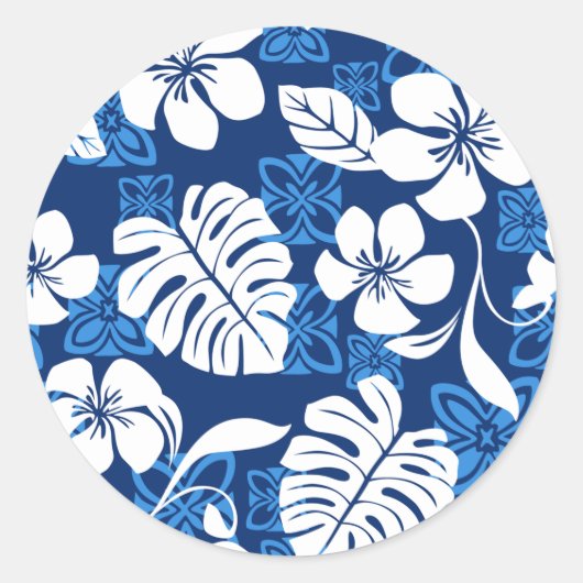 ALOHA VENDREDI (BLEU) STICKER ROND CLASSIQUE (Devant)