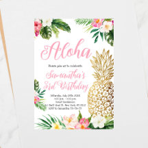 Aloha Verjaardag Luau Hawaïaanse Gouden Ananas