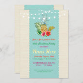 Aloha Verjaardagsfeest Aqua Aloha Ananas Uitnodige Kaart (Voorkant / Achterkant)