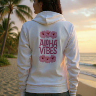 Aloha Vibes Roze Hibiscus Hoodie
