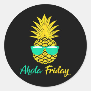 Aloha Vrijdag Ananas Zomer Fruit Ananas Ronde Sticker