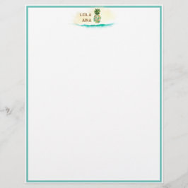 Aloha Waterverf Pineapple Island Briefhoofd