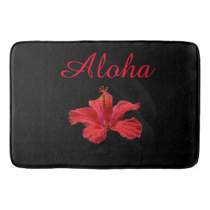 Aloha Welcome Tropical Hawaiian Hibiscus Flower Badmat