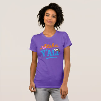 Aloha Y'all Hawaii Texas Grappige Paarse Grafische T-shirt