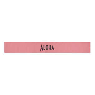 aloha zalm print woord grosgrain lint