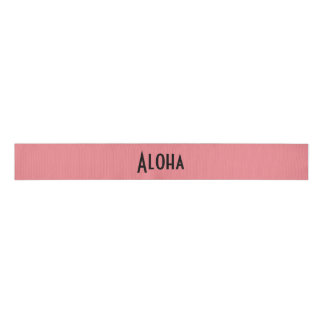 aloha zalm print woord grosgrain lint