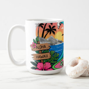 Aloha Zonnige Kat Golven Koffiemok