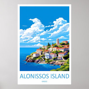 Alonissos Eiland Vintage Reisposter Ski Poster