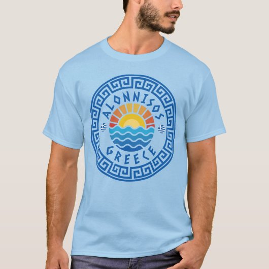 Alonnisos Eiland, Griekenland - Lichtblauw Heren T-shirt (Voorkant)