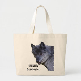 Aloof Grey Wolf Wildlife Supporter Canvas tassen