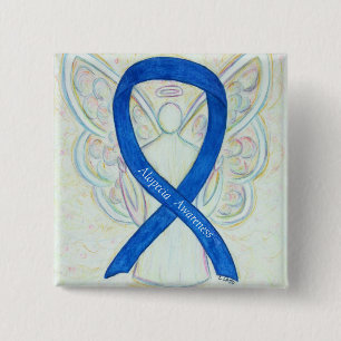 Alopecia Angel Blue Awareness Lintel Custom Knop Vierkante Button 5,1 Cm