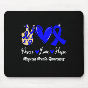Alopecia Areata Awareness Peace Love Hope Blue Rib Muismat