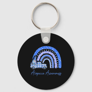 Alopecia Awareness Blue Gnomes Truck Rainbow Sleutelhanger