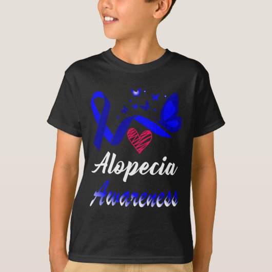 Alopecia Awareness Butterflies Blue Ribbon Support T-shirt (Voorkant)