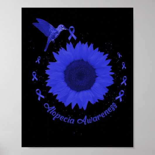 Alopecia Awareness Dark Blue Ribbon Hair Loss Supe Poster (Voorkant)